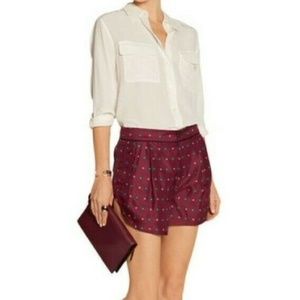 Rag & Bone Gabrielle Silk Shorts Red High Rise.